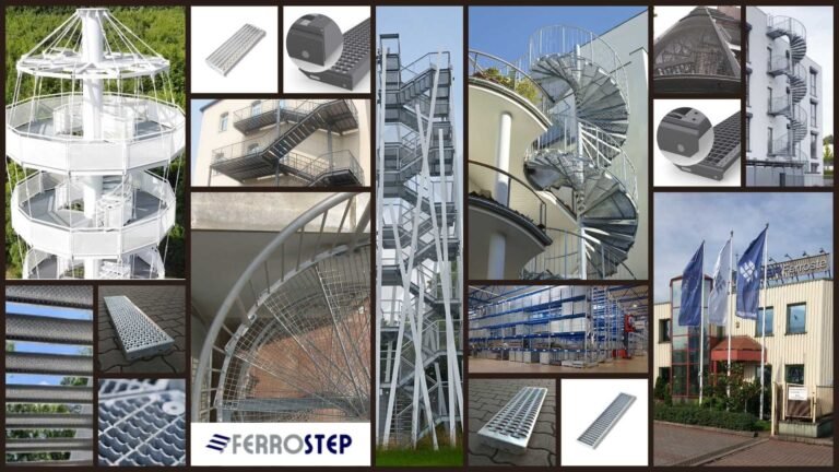 Geradläufige Treppe mit zwei Stützen im Treppenauge Ferrostep